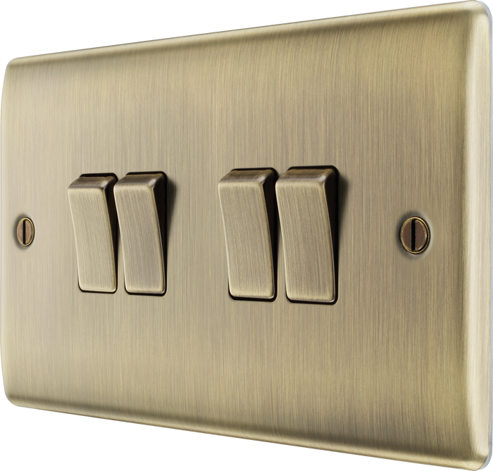 BG NAB44 Nexus Metal Antique Brass Quadruple, 2 way switch