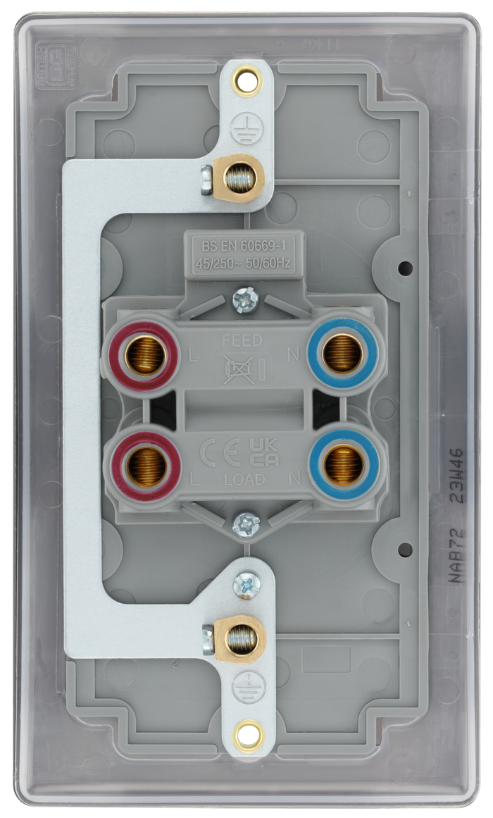 BG NAB72 Nexus Metal Antique Brass 45A, double pole, large plate, with indicator