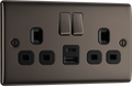 BG NBN22UAC12B Double switched single pole, with USB A + C (12W)