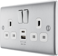 BG NBS22UAC12W Double switched single pole, with USB A + C (12W)