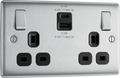 BG NBS22UAC22B Double switched single pole, with USB A + C (22W)