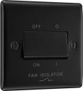 BG NFB15 Nexus Metal Matt Black Triple Pole Fan Isolator Switch, 10A