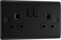 BG NFB22B Nexus Metal Matt Black Double Switched 13A Power Socket