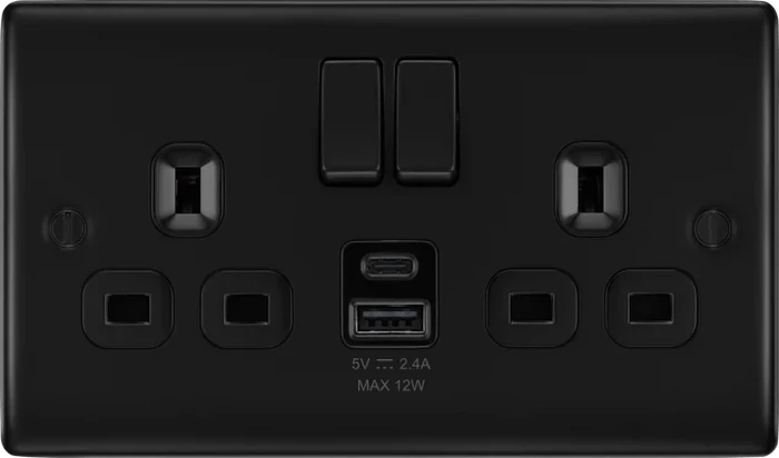 BG NFB22UAC12B Double switched single pole, with USB A + C (12W)