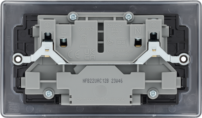 BG NFB22UAC12B Double switched single pole, with USB A + C (12W)