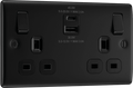 BG NFB22UAC45B Double Switched Single Pole Socket, with USB A + C (45W)