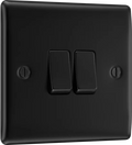 BG NFB42 Nexus Metal Matt Black Double Switch, 10Ax 2 Way