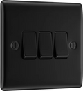 BG NFB43 Nexus Metal Matt Black Triple Switch, 10Ax 2 Way