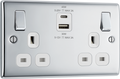 BG NPC22UAC45W Double switched single pole, with USB A + C (45W)