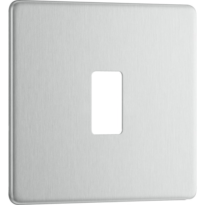 BG RFBS1 Nexus Brushed Steel 1-Module Grid Front Plate - Screwless