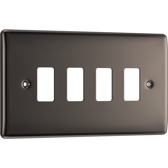 BG RNBN4 Nexus Black Nickel 4-Module Front Plate