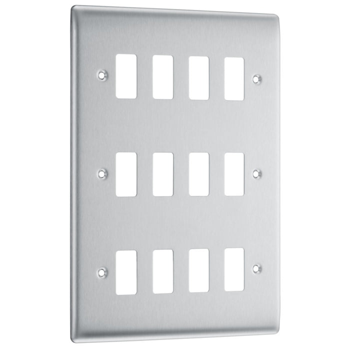 BG RNBS12 Nexus Brushed Steel 12-Module Front Plate