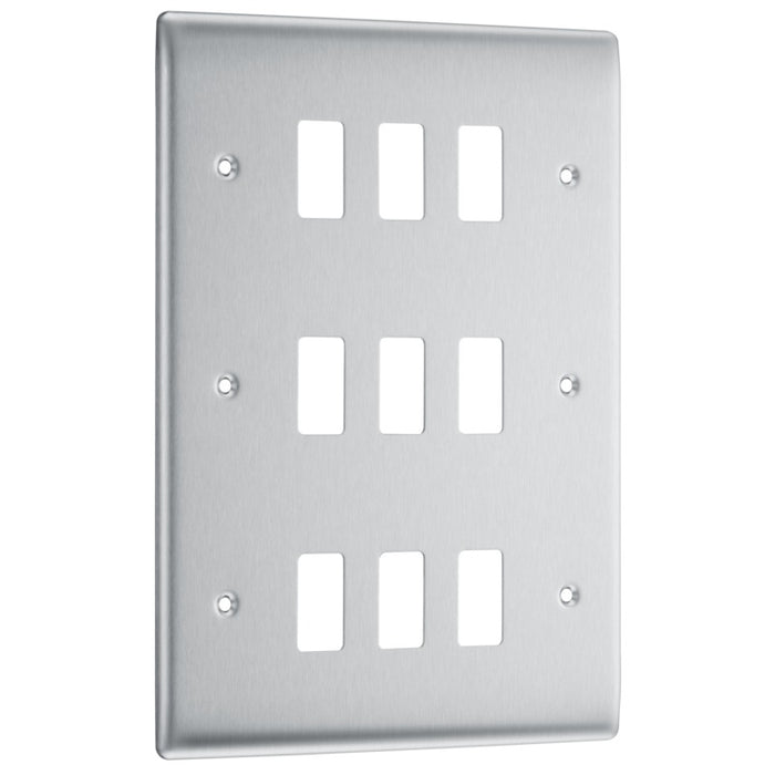 BG RNBS9 Nexus Brushed Steel 9-Module Front Plate