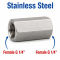 Stainless steel BSP G 1/4 inch female sensor adaptor fitting from MC Motoparts, showcasing a durable conversion fitting for sensors.