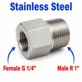 Stainless steel BSP G 1/4 inch female to BSP T R 1 inch male sensor adaptor fitting for conversion in APS MC Motoparts