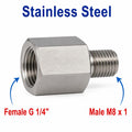 Stainless steel BSP G 1/4 inch female to M8x1 male sensor adaptor fitting for conversion, MC Motoparts APS adaptor fitting.
