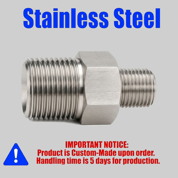 Stainless steel BSP G 1/8 inch female to M10x1 male sensor adaptor fitting for conversion by MC Motoparts.