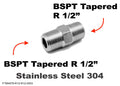 Stainless steel BSPT tapered R 1/2 inch male to R 1/2 inch male adaptor fitting for sensor conversion by MC Motoparts