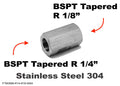 Stainless steel BSPT tapered R 1/4 inch female to R 1/8 inch female sensor adaptor fitting for hydraulic or plumbing applications