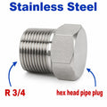Stainless steel BSPT tapered 3/4 inch hex head pipe plug for threaded fitting block off cap, MC Motoparts APS adaptor fitting.