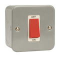 Click Scolmore CL200 Metal Clad - 50A 1 Gang Double Pole Switch - Red Rocker - With Back Box