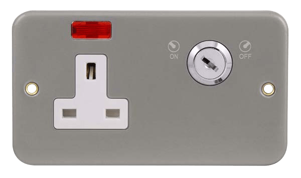 Click Scolmore CL675B 13A 1 Gang DP Key Lockable Socket With Neon (No Knockouts)