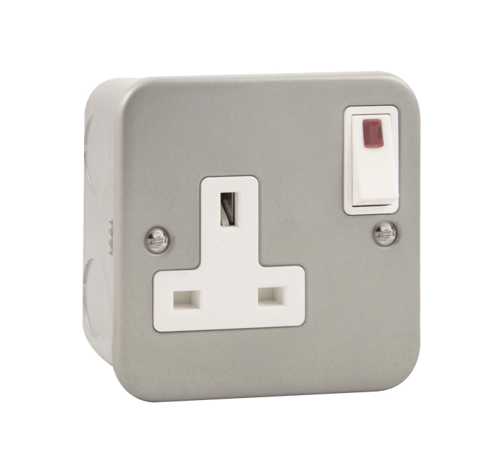 Click Scolmore CL835 13A 1 Gang Switched Socket With Out Board Neon Rocker