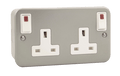 Click Scolmore CL840 13A 2 Gang Switched Socket With Out Board Neon Rockers