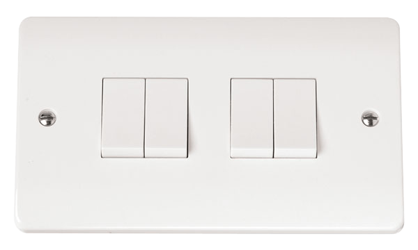 Click Scolmore CMA019 10AX 4 Gang 2 Way Plate Switch