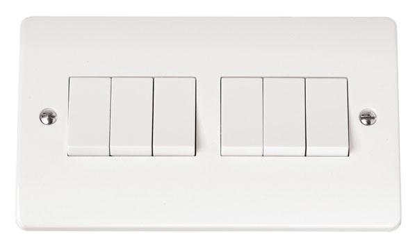 Click Scolmore CMA105 10AX 6 Gang 2 Way Plate Switch