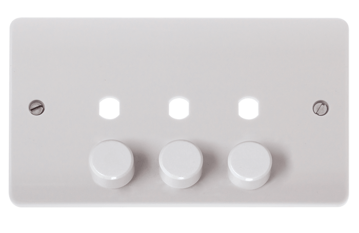 Click Scolmore CMA147PL 3 Gang Double Dimmer Plate & Knobs