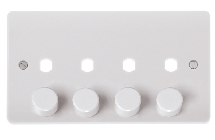 Click Scolmore CMA148PL 4 Gang Double Dimmer Plate & Knobs