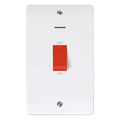 Click Scolmore CMA2203 Mode - 50A 2 Gang Double Pole Switch With LED (Vertical) - Red Rocker