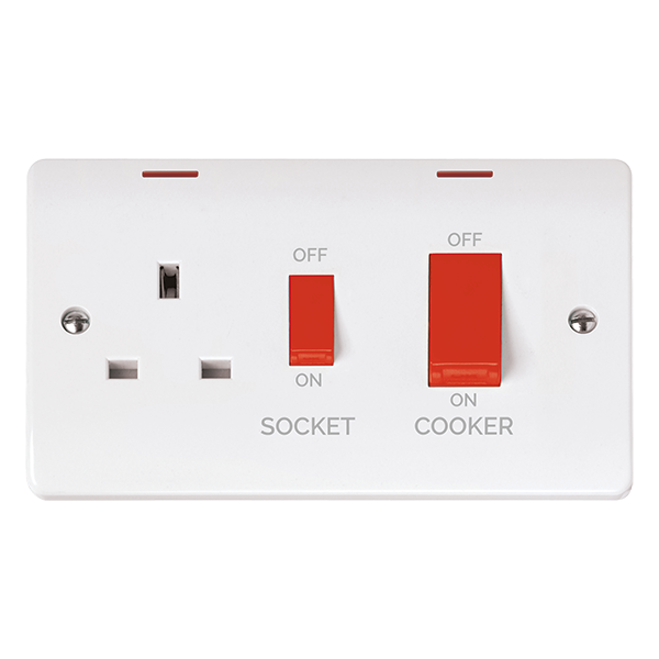 Click Scolmore CMA2205 Mode - 50A Cooker Control Unit With LEDs - Red Rockers