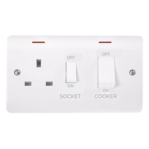 Click Scolmore CMA2505 Mode - 50A Cooker Control Unit With LEDs - White Rockers