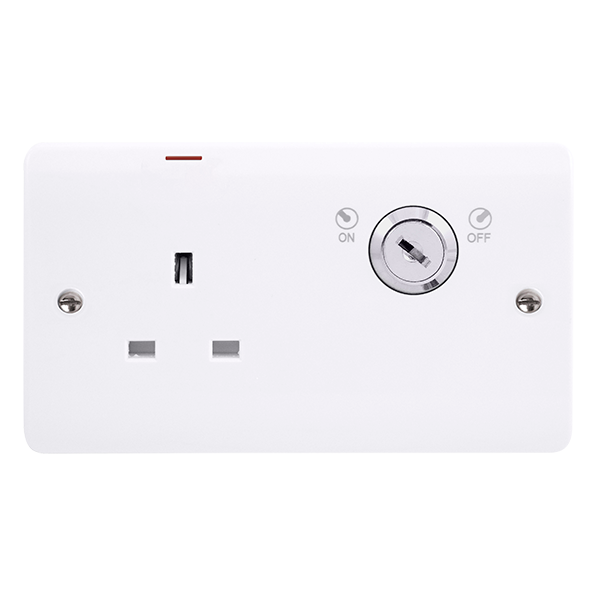 Click Scolmore CMA2675 13A 1G DOUBLE POLE KEY LOCKABLE SOCKET WITH LED (TWIN EARTH)