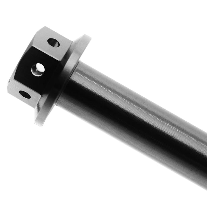 CNC aluminum flanged hex head race spec bolt M6 x 65mm from MC Motoparts, black finish, designed for high-performance motorcycle applications.