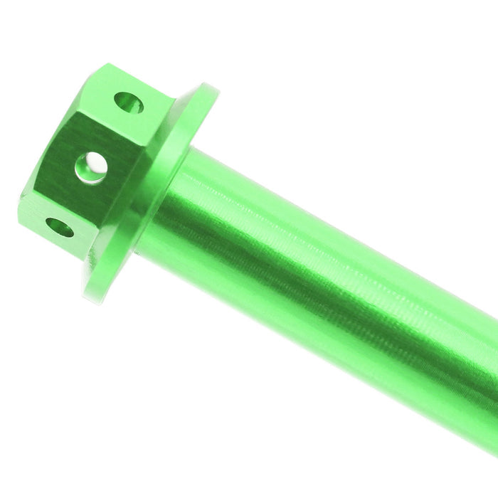 CNC aluminum flanged hex head race spec bolt M6 x 65mm by MC Motoparts, showing shiny metallic finish and flanged head.