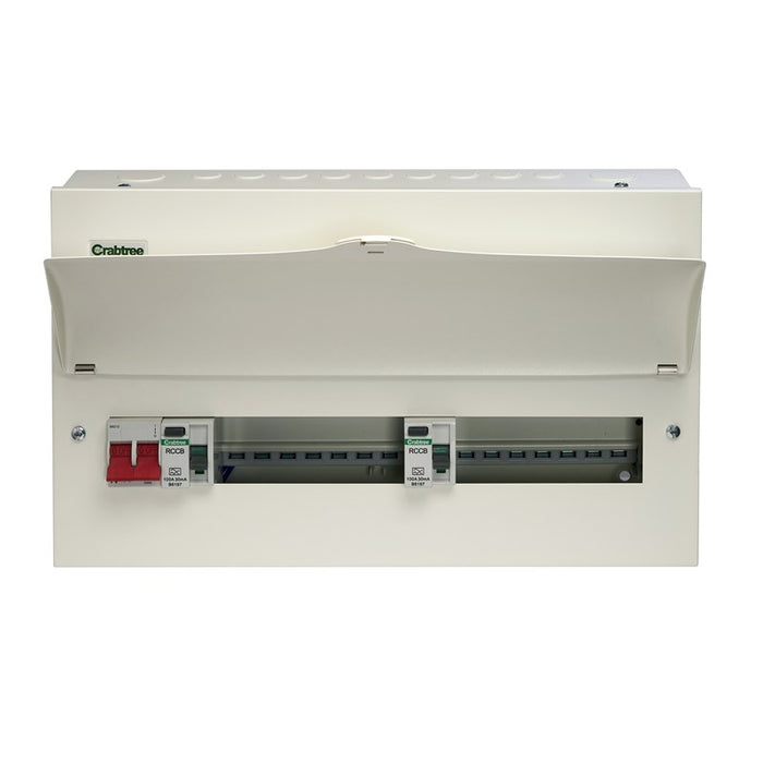 Crabtree 514-2137137B 14 Way Dual RCD Consumer Unit 100A Main Switch, 100A 30mA RCD +7, 100A 30mA RCD +7