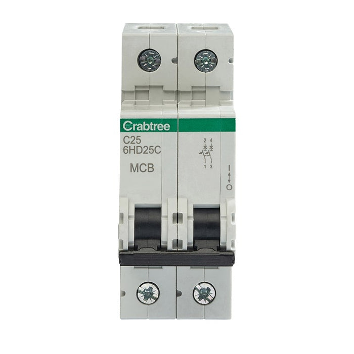 Crabtree 6HD25C C25 10kA 2P MCB