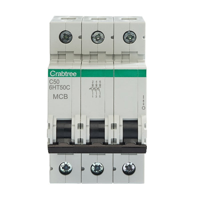 Crabtree 6HT50C C50 10kA 3P MCB (3 Module Width)
