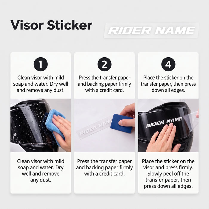 Custom Die-Cut Vinyl Helmet Visor Decal Sticker (Pair) - 15mm (0.59 in) / 20mm (0.79 in) Universal Lettering