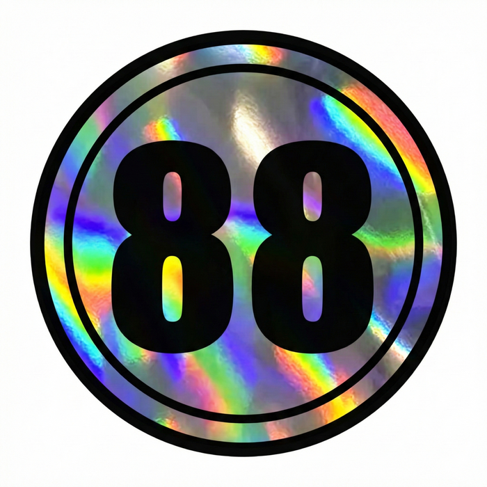 Custom Holographic Racing Number Stickers for Cars (Set of 2) - Dual Circle RCC003