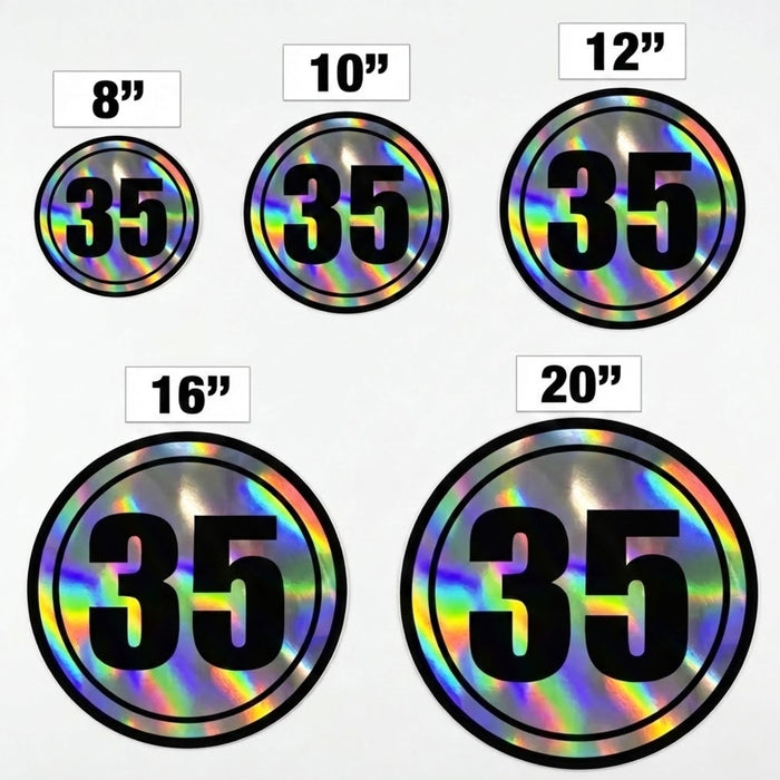 Custom Holographic Racing Number Stickers for Cars (Set of 2) - Dual Circle RCC003