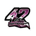 Set of three custom racing number decals with geometric style and name from MC Motoparts for motocross and karting.