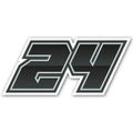 Three custom racing number stickers with gradient outline style for dirt bikes and motorcycles, designed by MC Motoparts.