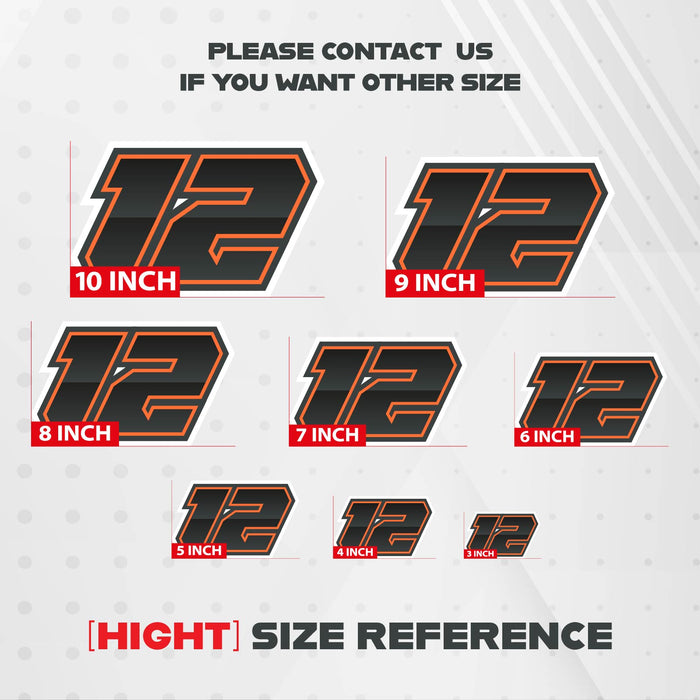 Three custom racing number stickers with gradient outline style for dirt bikes and motorcycles by MC Motoparts, size NUM41-G004.