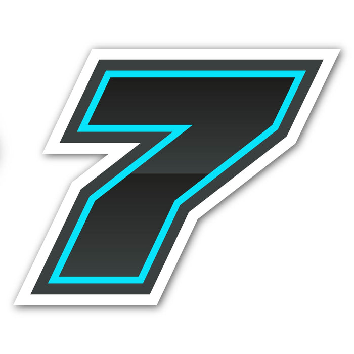 Three custom racing number stickers with gradient outline style for dirt bikes and motorcycles, featuring bold numeric designs.