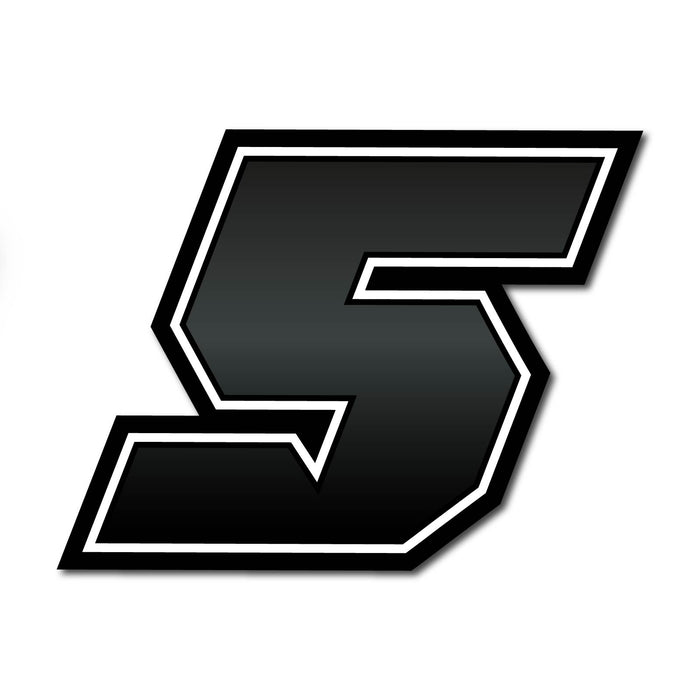 Three custom racing number stickers with gradient style for dirt bikes and motorcycles, featuring bold, colorful decals.