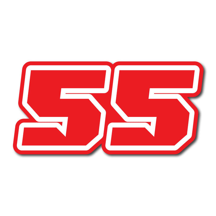 Three custom racing number stickers for dirt bikes and motorcycles, featuring G007 style decals with personalized numbers.